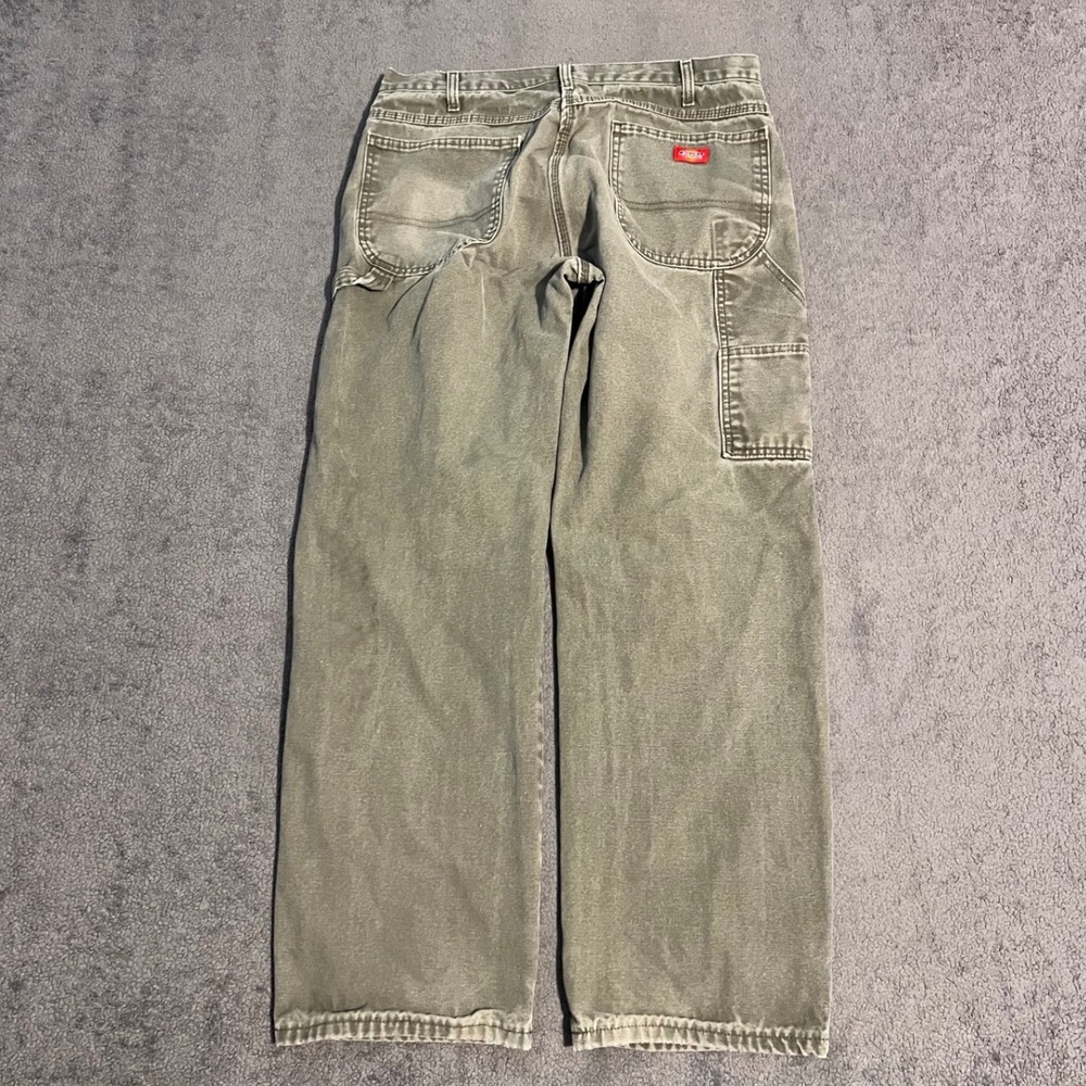 Vintage Dickies Carpenter Pants Faded Olive Green Duck Canvas 36x30 Skater